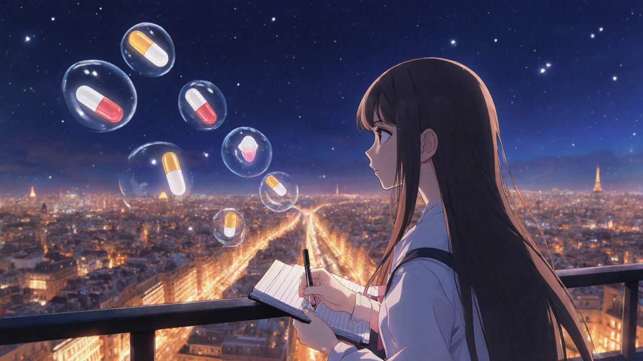 Femme regardant la ville la nuit, réfléchissant à son choix de traitement.