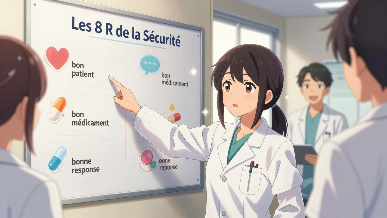 Des pharmaciens participent à une formation sur les 8 règles de sécurité médicamenteuse.