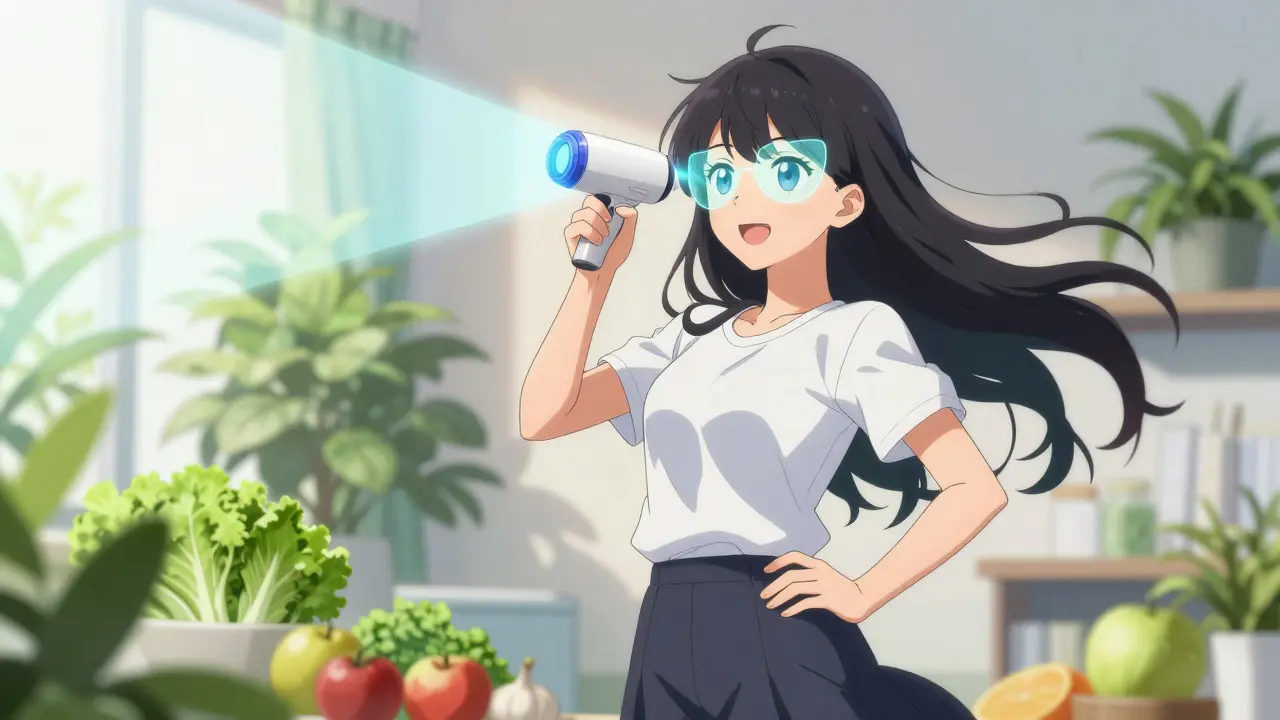Femme anime confiante entourée de symboles de santé et de traitement