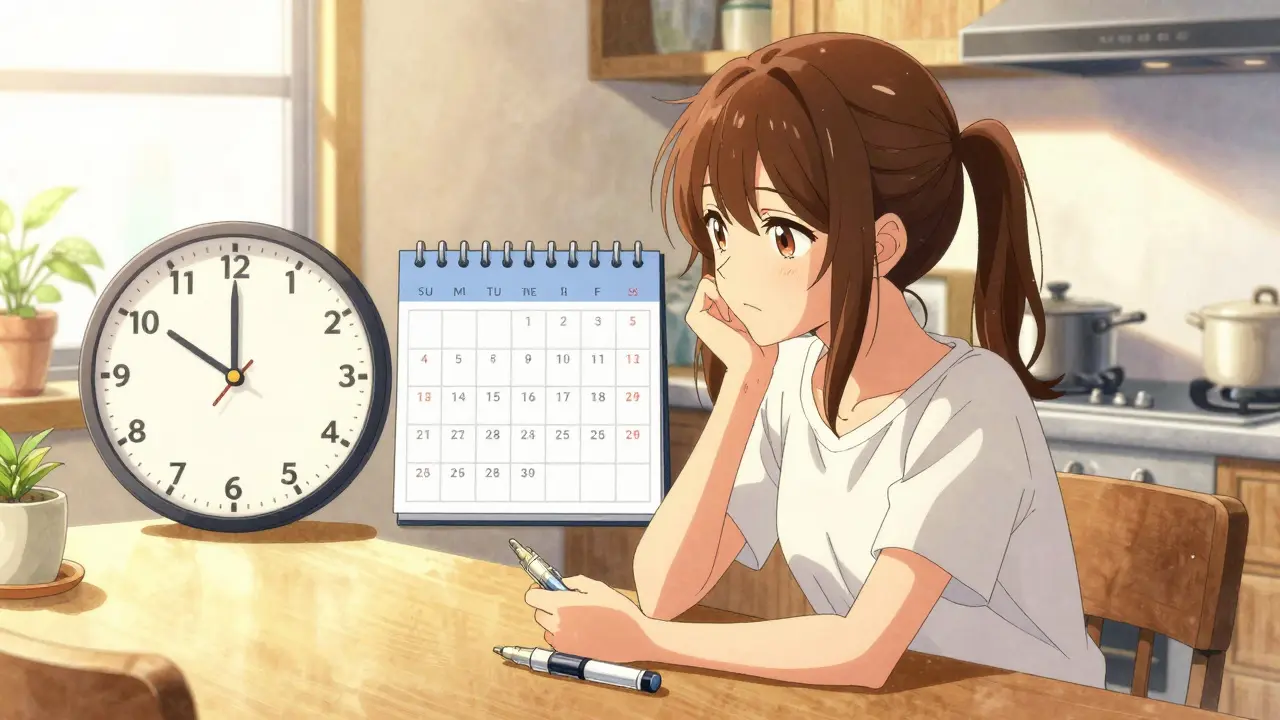 Personnage manga réfléchissant au choix entre schémas d'insuline flexibles et fixes à la cuisine