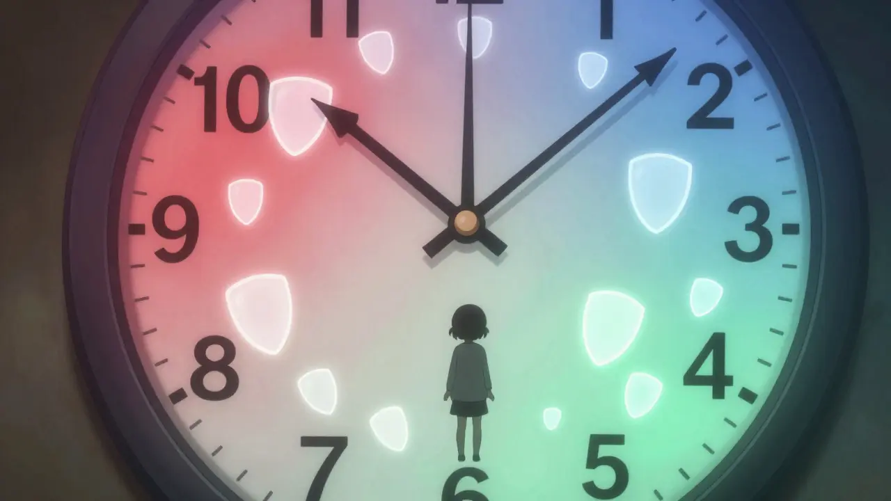 Horloge symbolique montrant l'attente de 4 heures avant le traitement